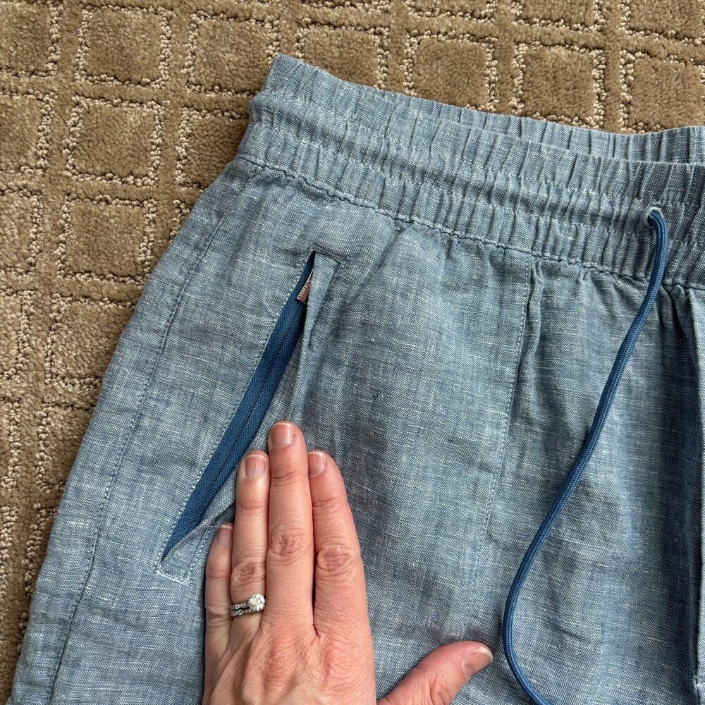 Athleta Cabo Blue Linen Wide Leg Pants Sz. 12 like new, with pockets - Picture 7 of 13